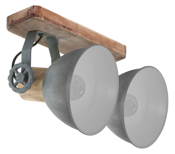 Mexlite - faretto - Gearwood - grigio - metallo legno di gomma - faretto a superficie - E27 - 7969GR