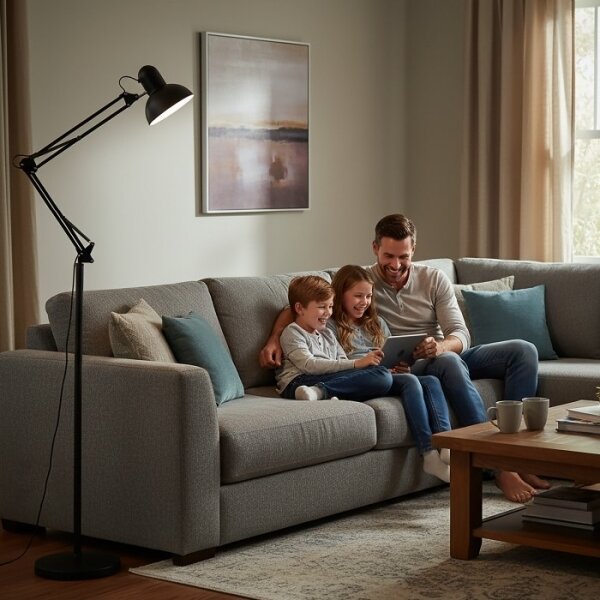 Flessibile lampada con piedistallo AURIQ 1xE27/60W/230V 184 cm nero