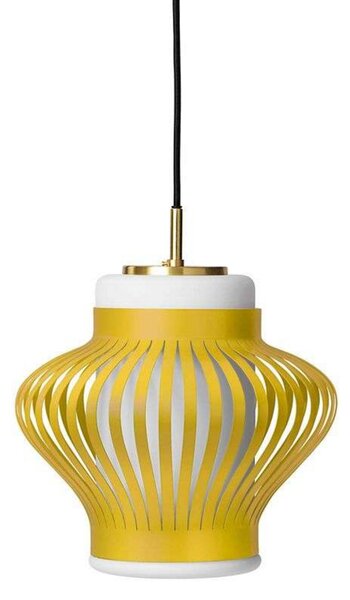 Lampada a sospensione Warm Nordic, Opal Lamella, dimmerabile, Giallo, Sala da pranzo, Metallo, Vintage