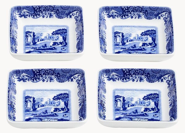 Set di 4 piatti quadrati in porcellana Blue Italian