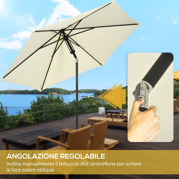 Outsunny Ombrellone da Giardino in Poliestere e Metallo con Tettuccio Inclinabile a 45°, Ø262x243 cm|Aosom