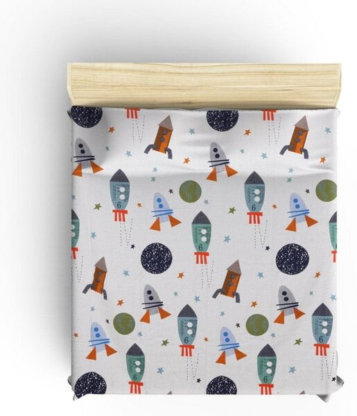 Copriletto per bambini bianco in cotone 140x200 cm Spacex – Mijolnir