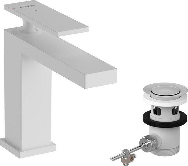 Hansgrohe Tecturis E Mitigeur monocommandé pour lavabo 110, saillie 144mm, avec garniture de vidage, CoolStart, EcoSmart+, 73014700, 73014700