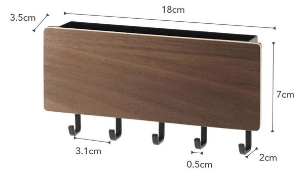 Portachiavi nero con ripiano ed elemento in legno Yamazaki Rin - YAMAZAKI