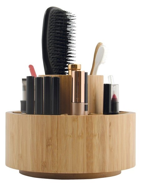 Organizer da bagno di colore naturale in bambù per cosmetici/girevole Isalys – MSV