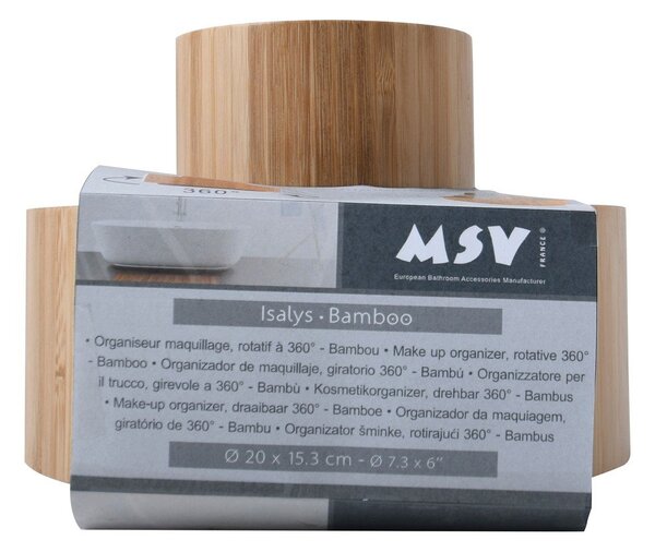 Organizer da bagno di colore naturale in bambù per cosmetici/girevole Isalys – MSV