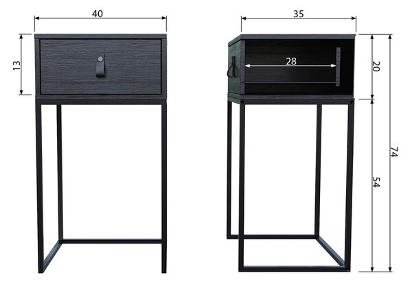 Comodino nero con cassetto Zola - WOOOD