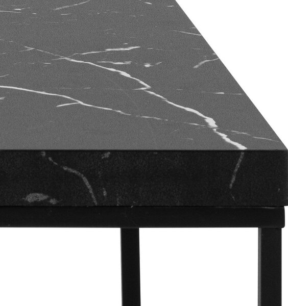 Tavolino nero con piano in marmo 55x110 cm Barossa - Actona