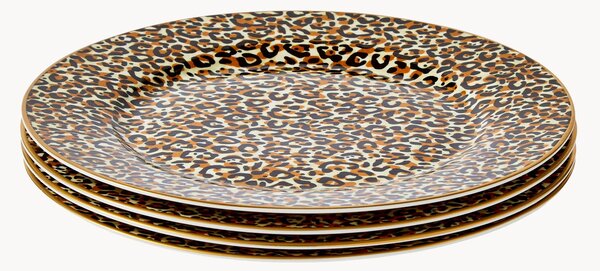 Set di 4 piatti da colazione in Fine China Leopard
