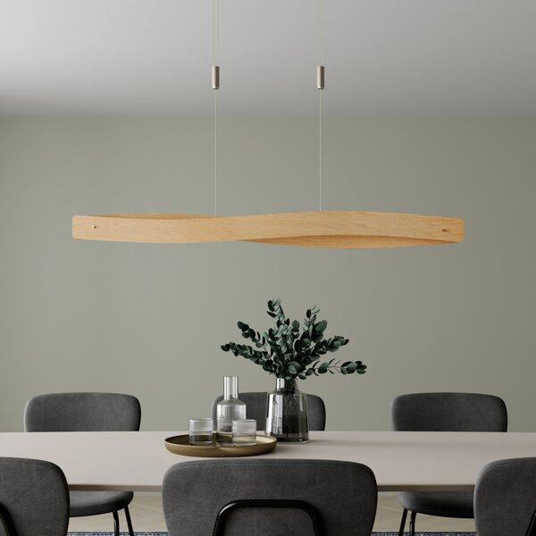 Lampada a sospensione Quitani, Lian, dimmerabile, Legno, Soggiorno, Legno, Design