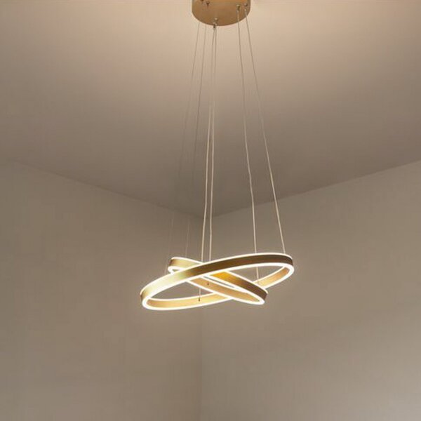 Lampada a sospensione SLV, One Double, dimmerabile, Dorato / Ottone, Soggiorno, Metallo, Moderno