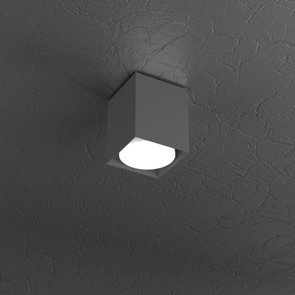 Plafoniera Moderna Cubica Plate Metallo Grigio Antracite 1 Luce Gx53 10Cm