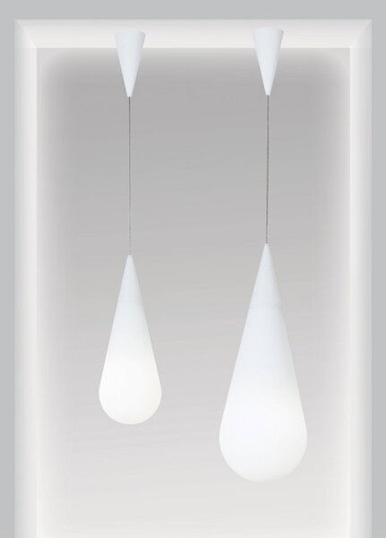 Lampada a sospensione Rotaliana, Goccia, dimmerabile, Bianco, Soggiorno, Vetro, Design