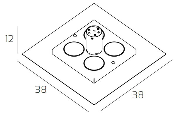 Plafoniera Moderna Floppy Metallo Nero 4 Luci Gx53