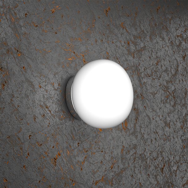 Applique Contemporanea Soft Metallo Cromo Vetro Acidato Opaco 1 Luce E27