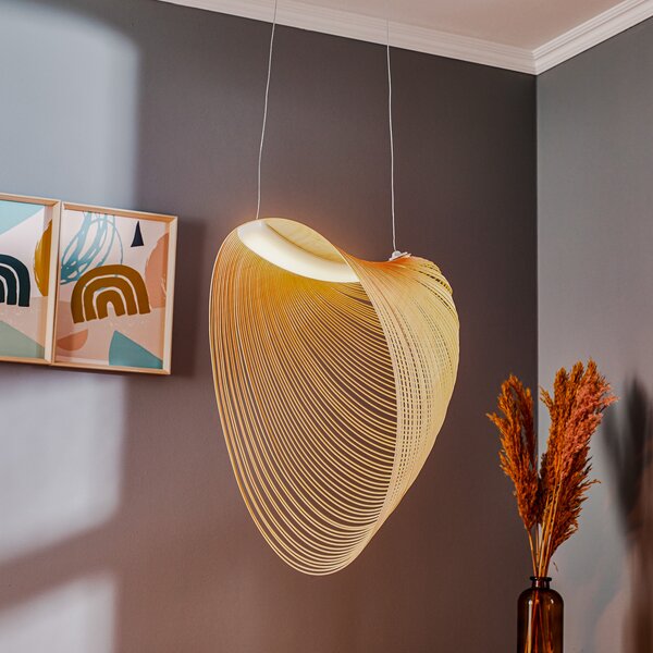 Lampada a sospensione Luceplan, Illan, dimmerabile, Legno, Soggiorno, Legno, Design