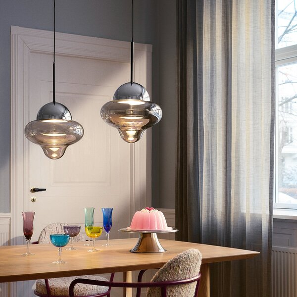 Lampada a sospensione DESIGN BY US, Nutty, dimmerabile, Grigio, Soggiorno, Vetro, Design