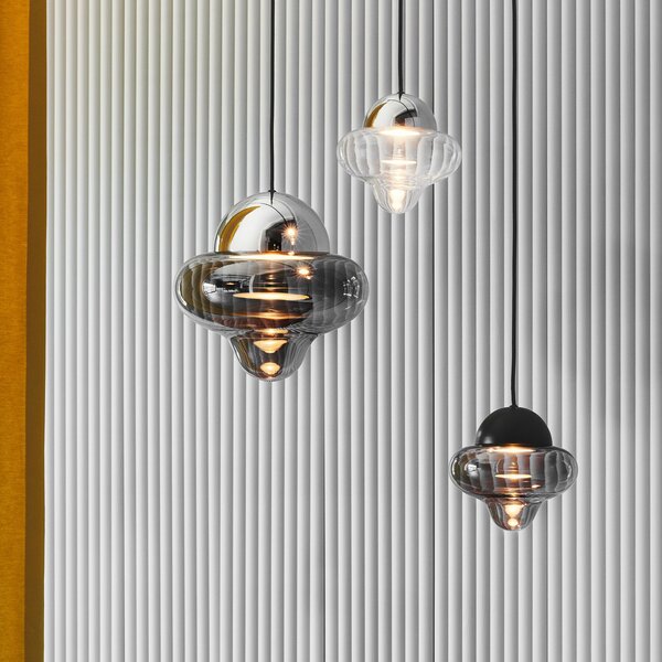 Lampada a sospensione DESIGN BY US, Nutty, dimmerabile, Grigio, Soggiorno, Vetro, Design