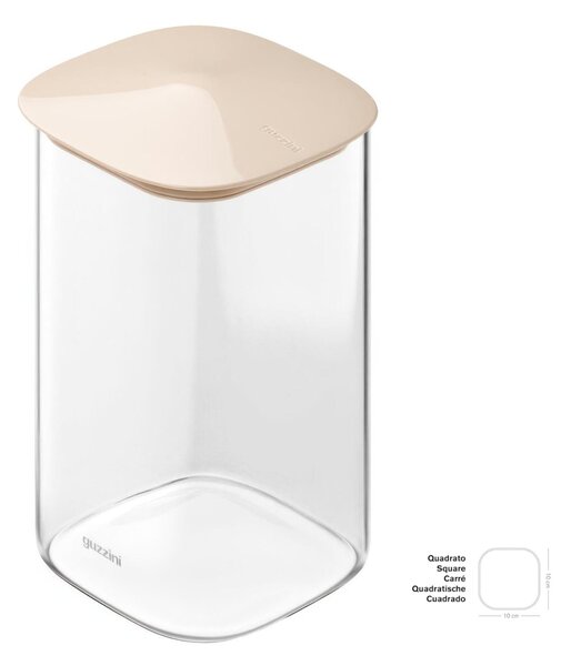 Barattolo in Vetro-M Borosilicato FRESH&STYLE Dimensioni 11x11x h 14,7 cm �1000 ml con coperchio salva freschezza e guarnizione Argilla chiaro