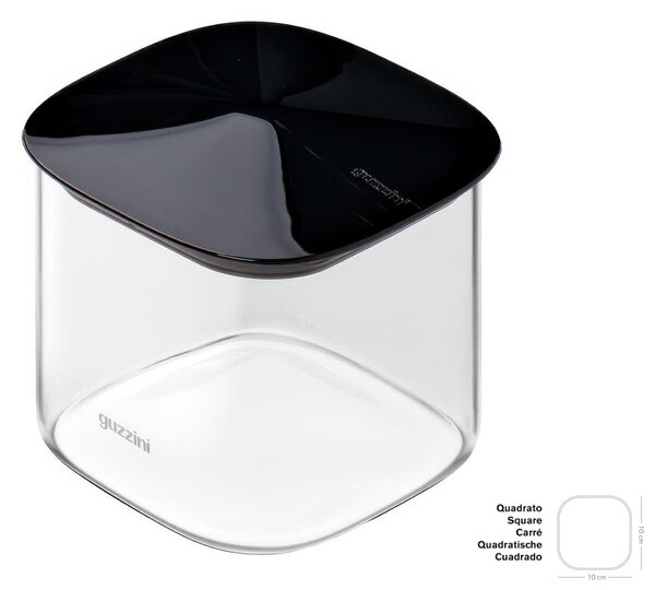 Barattolo in Vetro S - Borosilicato FRESH&STYLE Dimensioni 11x11x h10 cm � 650 ml con coperchio salva freschezza e guarnizione Tappo Nero