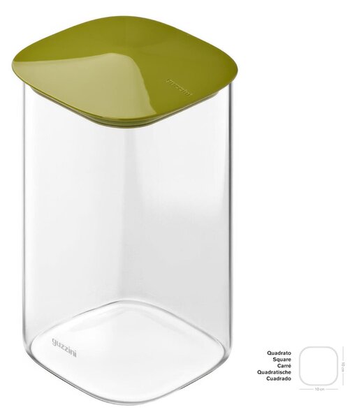 Barattolo in Vetro-M Borosilicato FRESH&STYLE Dimensioni 11x11x h 14,7 cm �1000 ml con coperchio salva freschezza e guarnizione Verde Avocado