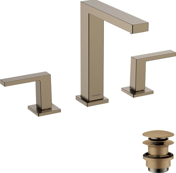 Hansgrohe Tecturis E Mélangeur lavabo 150, 3 trous, avec vidage Push-Open, saillie 158mm, EcoSmart+, 73030140, 73030140