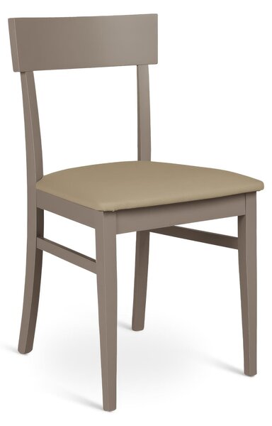 Sedia Monaco Kitchen & Living E5 44x45xH82 cm, colore tortora, materiale similpelle e legno