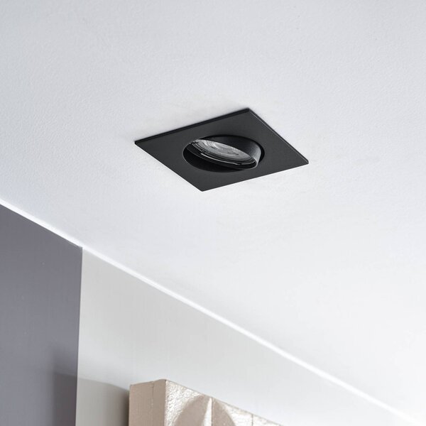 PRIOS Luci da incasso Fibur, nera, 9 cm, GU10, confezione 10 Fibur PRIOS, dimmerabile, Nero, Soggiorno / Sala da pranzo, Metallo, Moderno