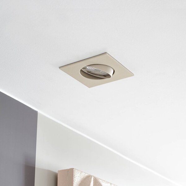 PRIOS Luci da incasso Fibur, beige, 9 cm, GU10, confezione 10 Fibur PRIOS, dimmerabile, Crema / Ambra, Soggiorno / Sala da pranzo, Metallo, Moderno