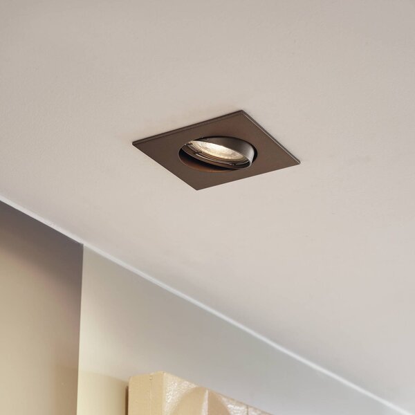 PRIOS Luci da incasso Fibur, bronzo opaco, 9 cm, GU10, confezione 10 Fibur PRIOS, dimmerabile, Bronzo / Ottone antico, Soggiorno / Sala da pranzo, Metallo, Moderno