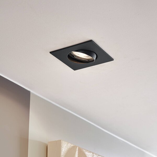PRIOS Luci da incasso Fibur, nera, 9 cm, GU10, confezione 10 Fibur PRIOS, dimmerabile, Nero, Soggiorno / Sala da pranzo, Metallo, Moderno