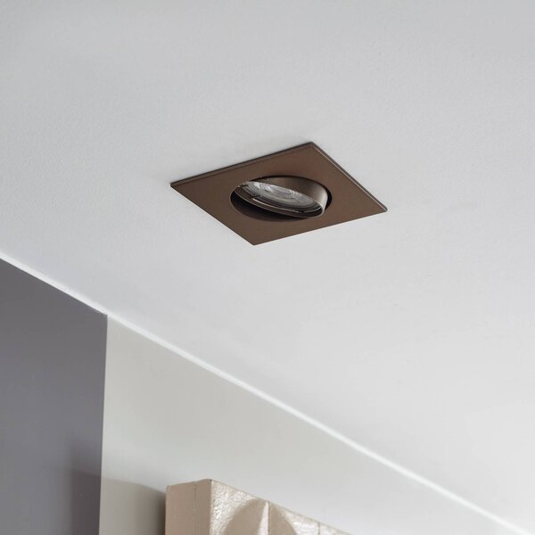 PRIOS Luci da incasso Fibur, bronzo opaco, 9 cm, GU10, confezione 10 Fibur PRIOS, dimmerabile, Bronzo / Ottone antico, Soggiorno / Sala da pranzo, Metallo, Moderno