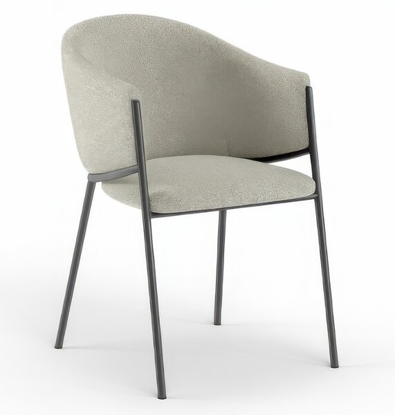 Sedia rivestita in tessuto Rivestita Easy-Clean Modello Medea Gambe in metallo verniciato 53x 60x h78 cm colore grigio chiaro