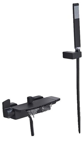 Rubinetto per doccia da bagno, con due manopole, design moderno, finitura nero opaco