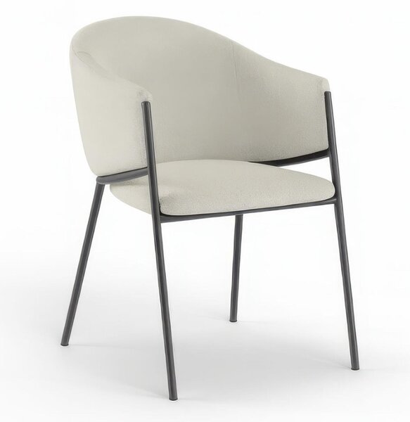 Sedia rivestita in tessuto Rivestita Easy-Clean Modello Medea Gambe in metallo verniciato 53x 60x h78 cm colore colore Avorio