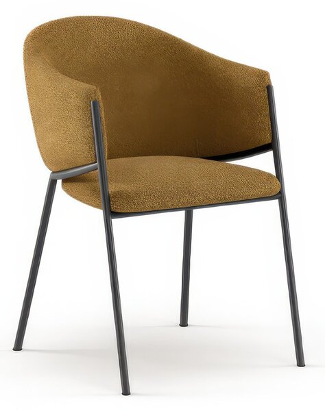 Sedia rivestita in tessuto Rivestita Easy-Clean Modello Medea Gambe in metallo verniciato 53x 60x h78 cm colore Giallo Ocra