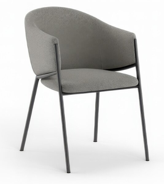 Sedia rivestita in tessuto Rivestita Easy-Clean Modello Medea Gambe in metallo verniciato 53x 60x h78 cm colore Grigio Scuro