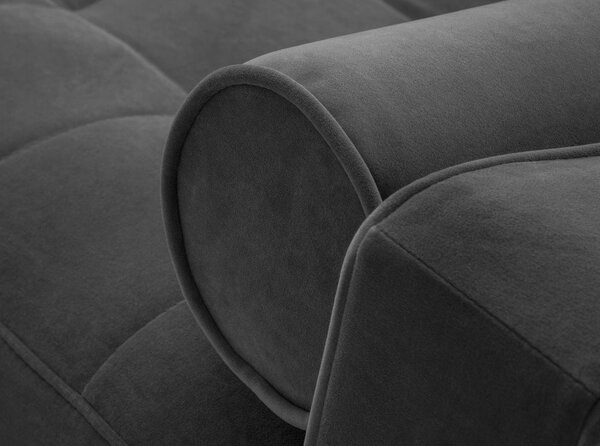 Divano letto angolare in velluto grigio scuro, angolo destro Santo - Milo Casa