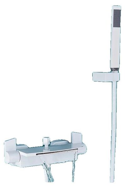 Rubinetto per doccia da bagno, con due manopole, design moderno, colore bianco