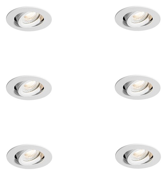 Set di 6 faretti da incasso bianchi orientabili 6,5 cm con LED IP54 ultra sottili - Pupil