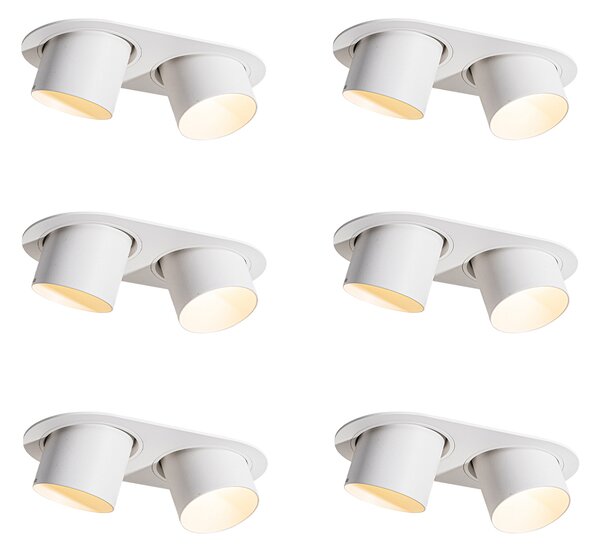 Set di 6 faretti da incasso bianchi GU10 70mm orientabili a 2 luci - Installa