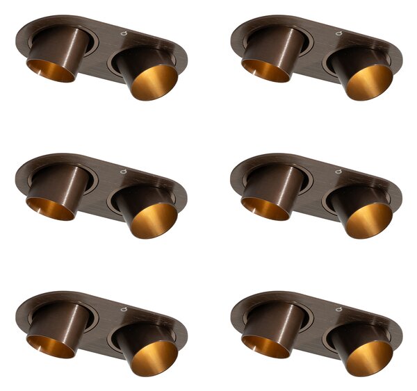 Set di 6 faretti da incasso bronzo scuro GU10 35mm orientabili 2 luci - Installa
