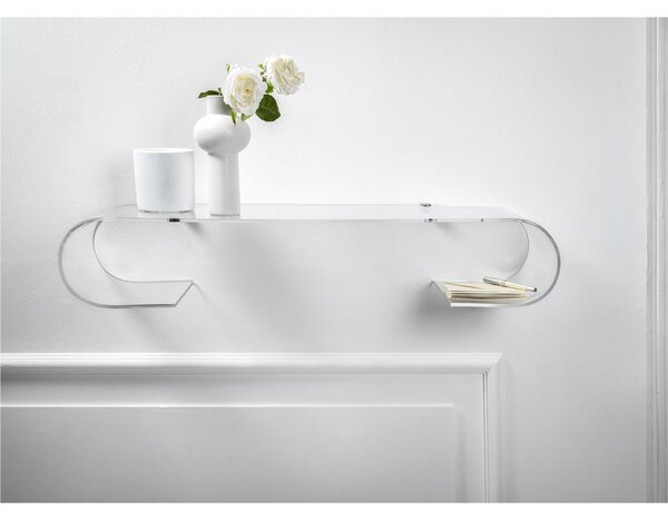 Mensola consolle linea Curvy, ideale camere da letto o angoli di casa in Plexiglass Dimensioni 88x24x h 16 cm colore trasparente