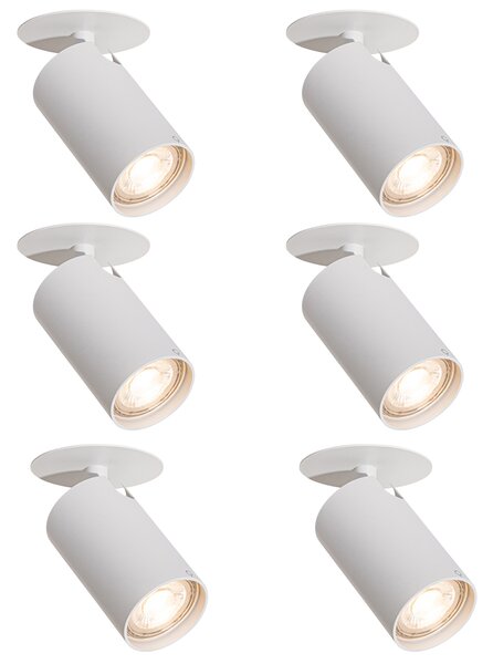 Set di 6 faretti da incasso moderni bianchi GU10 50mm - Chels