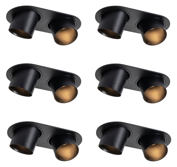 Set di 6 faretti da incasso neri GU10 50mm 2 luci - Installa