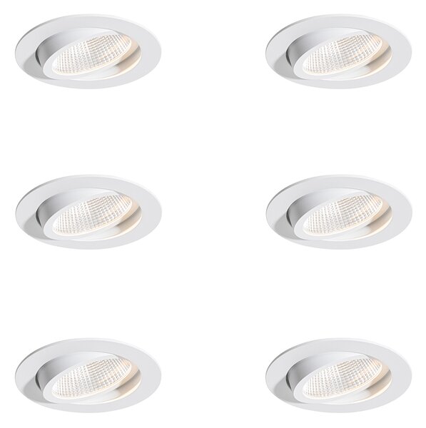 Set di 6 faretti da incasso bianchi 9,5 cm con LED 1300 lm dimmerabili IP65 - Gaius