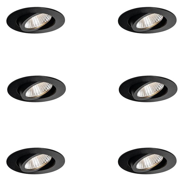Set di 6 faretti da incasso neri 6,8 cm con LED 750 lm dimmerabili IP65 - Gaius