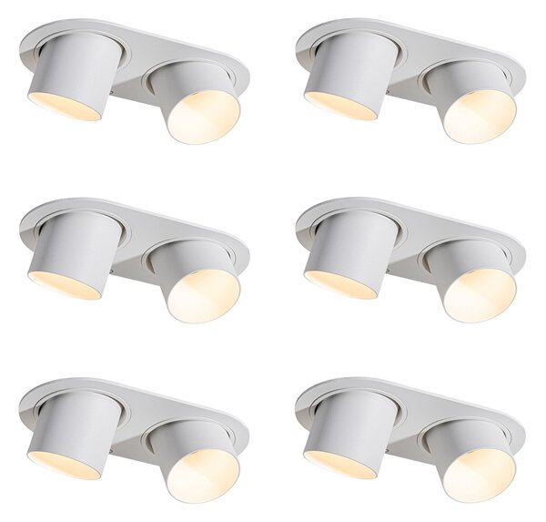 Set di 6 faretti da incasso bianchi GU10 50mm 2-Luci - Installa