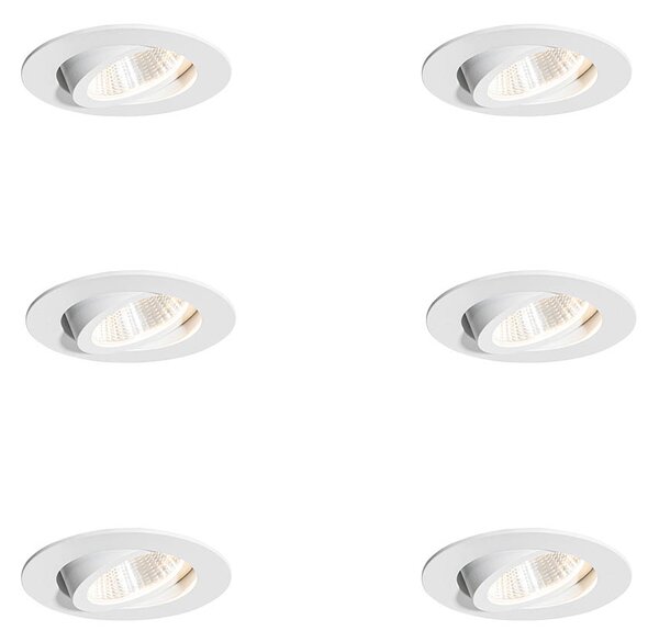Set di 6 faretti da incasso bianchi 6,8 cm con LED 545 lm dimmerabili IP65 - Gaius
