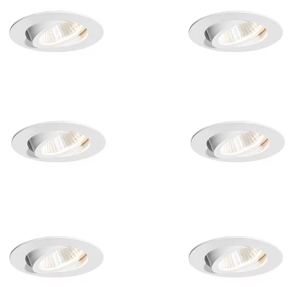 Set di 6 faretti da incasso bianchi 6,8 cm con LED 545 lm dimmerabili IP65 - Gaius